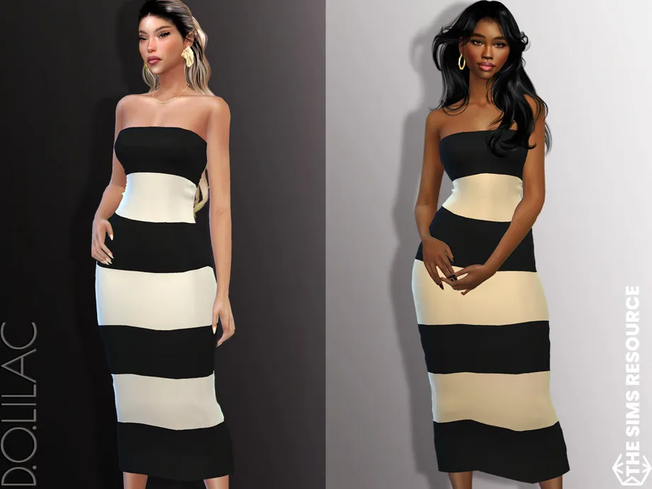 Striped Strapless Maxi Dress DO892