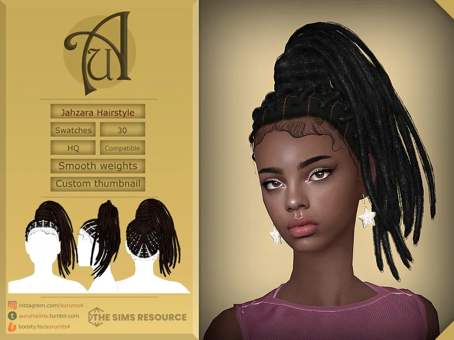 Jahzara - Thick locs High ponytail female hairstyle