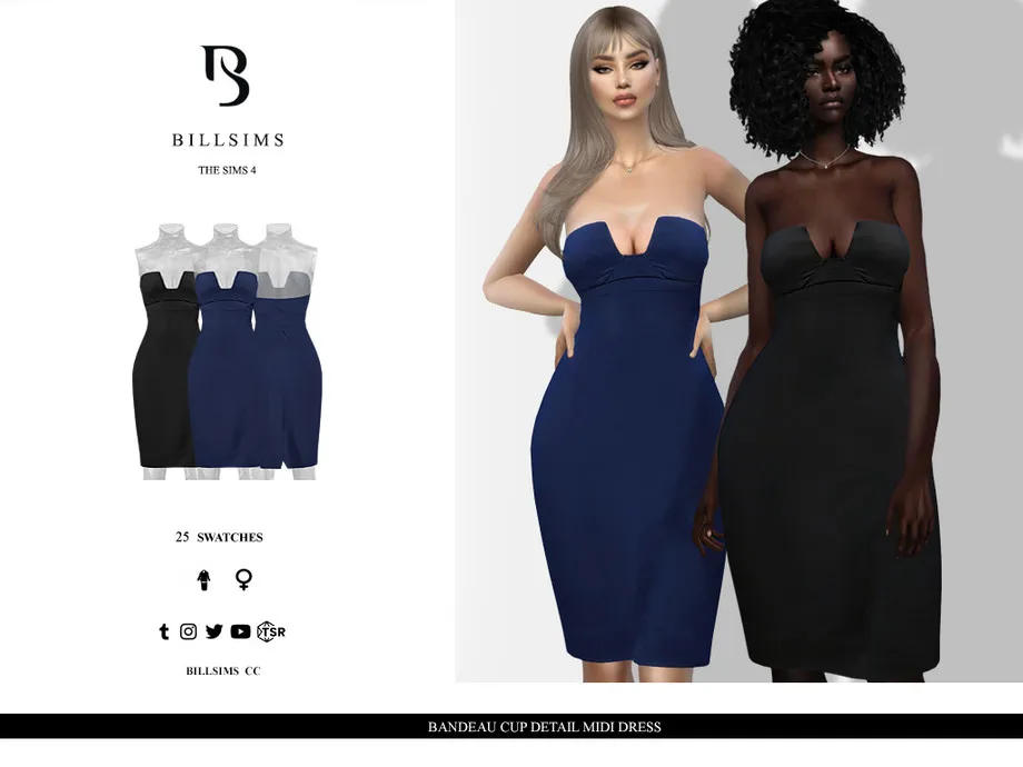 Bandeau Cup Detail Midi Dress