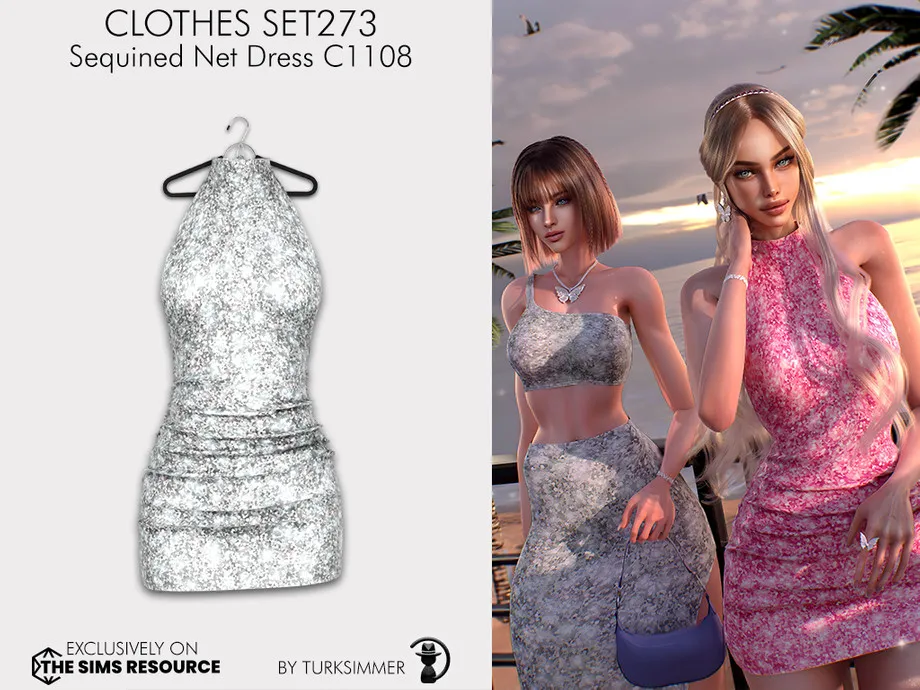 Clothes SET273 - Sequined Net Dress C1108