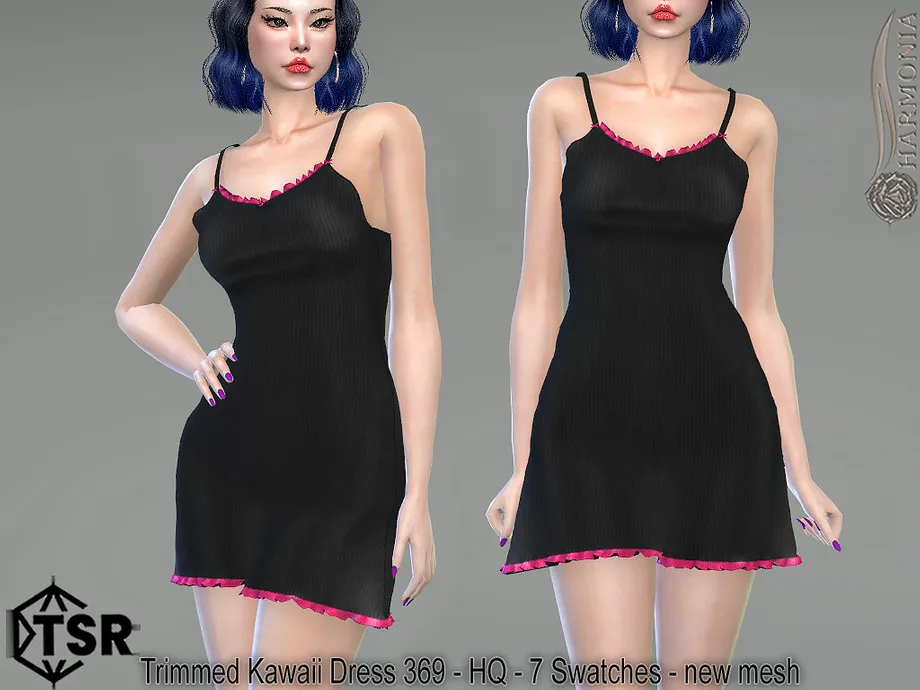 Trimmed Kawaii Dress 396