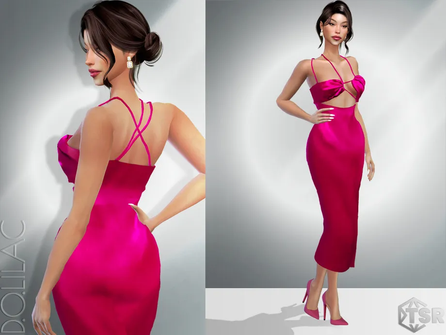 Silk Satin Midi Dress DO944