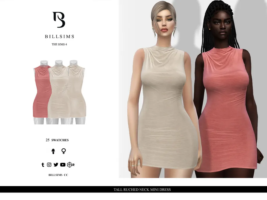 Tall Ruched Neck Mini Dress