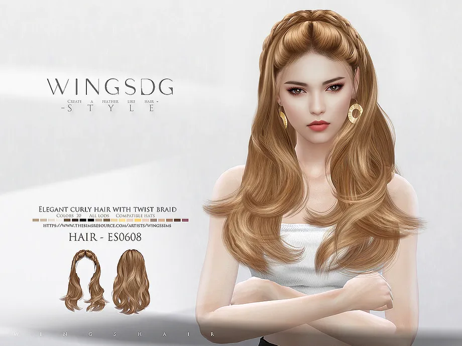 WINGS-ES0608-Elegant curly hair with twist braid