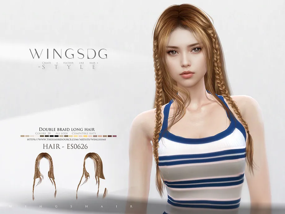 WINGS-ES0626-Double braid long hair