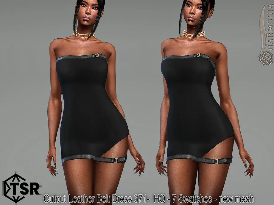 Cutout Leather Belt Dress 371