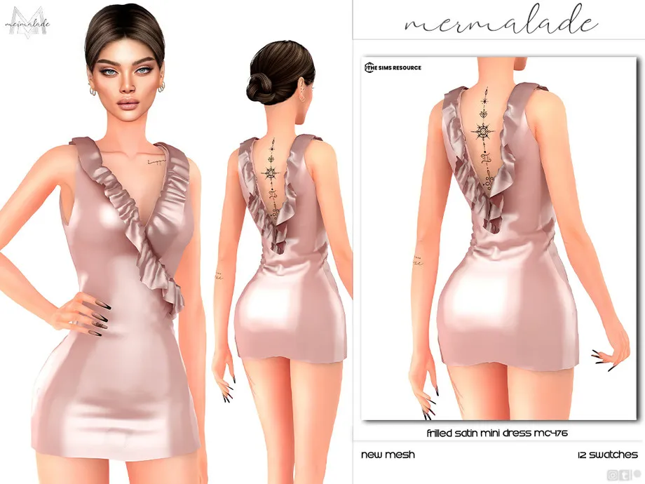 Frilled Satin Mini Dress MC476