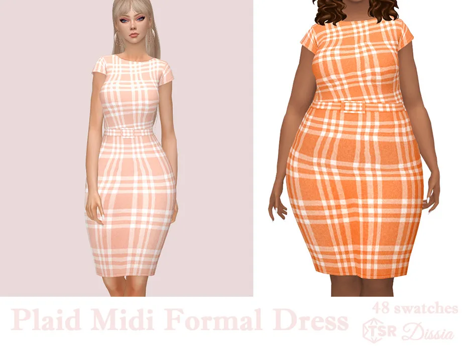 Plaid Midi Formal Dress