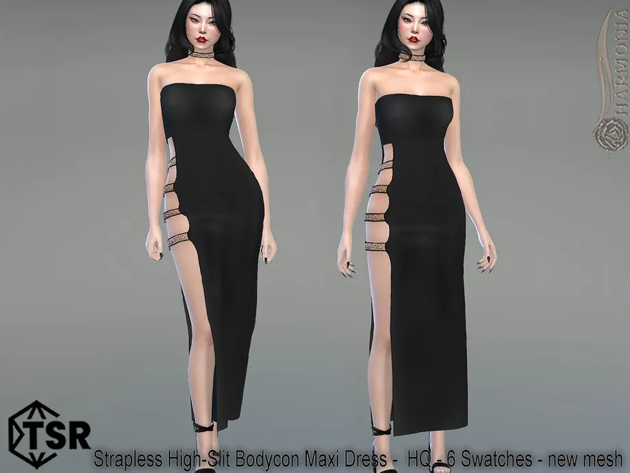 Strapless High-Slit Bodycon Maxi Dress