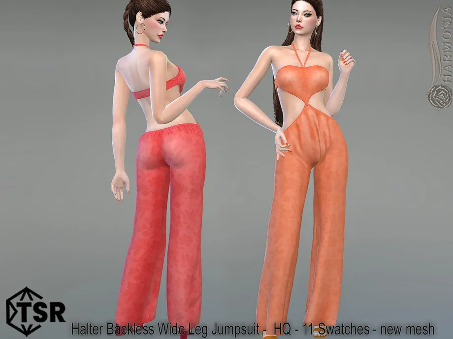 Halter Backless Wide-Leg Jumpsuit