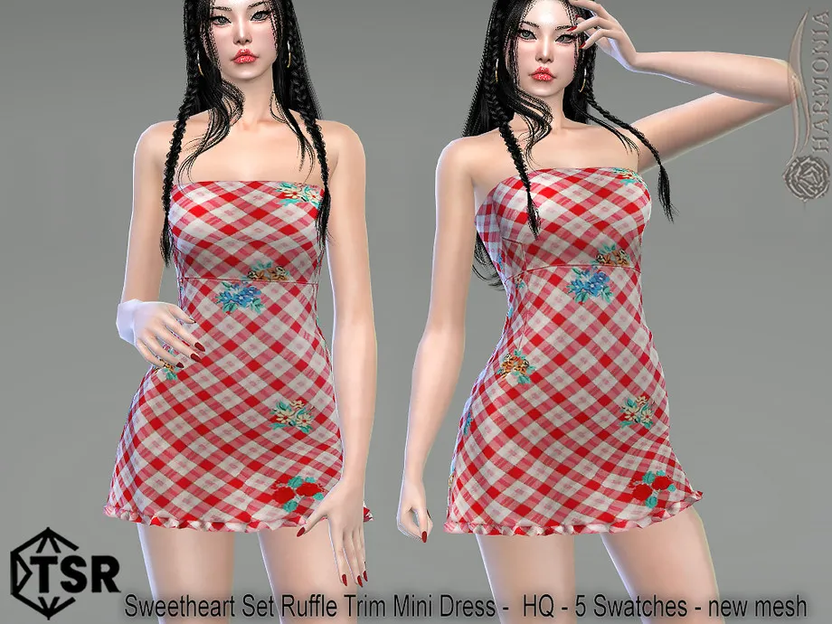 Sweetheart Set Ruffle Trim Mini Dress