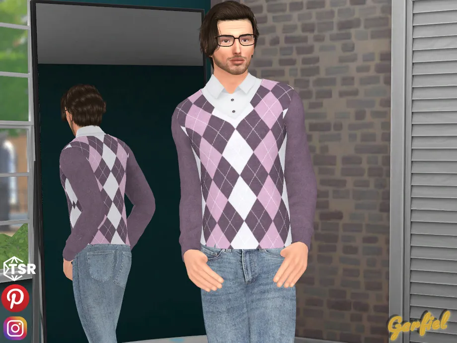 Masato - Shirt and cashmere plaid sweater