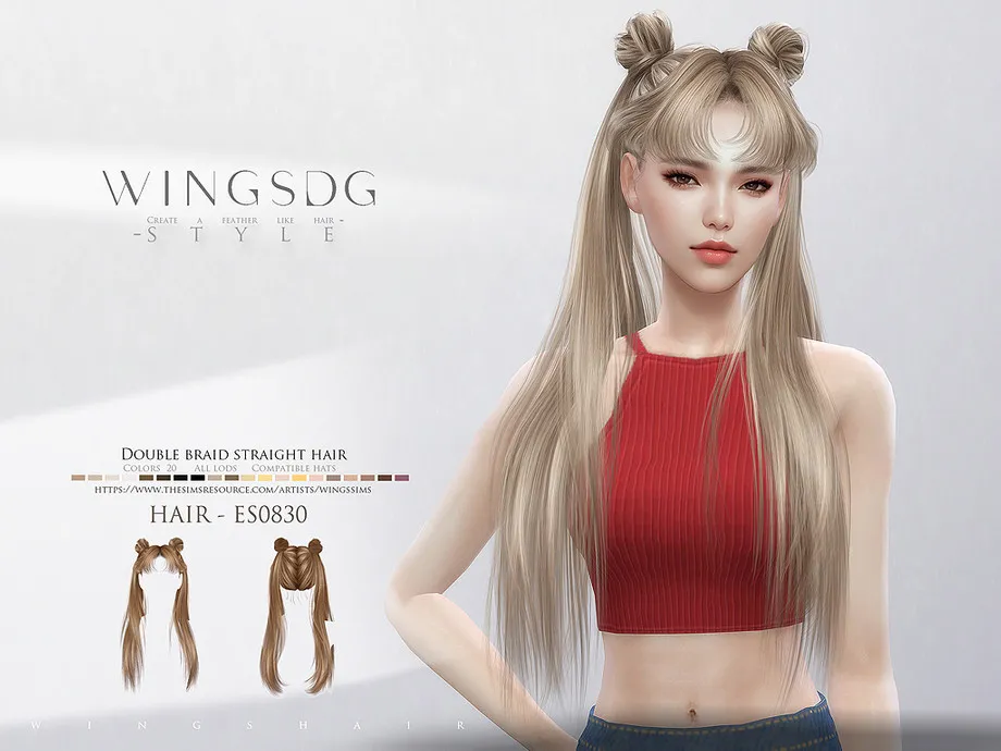 WINGS-ES0830-Double braid straight hair