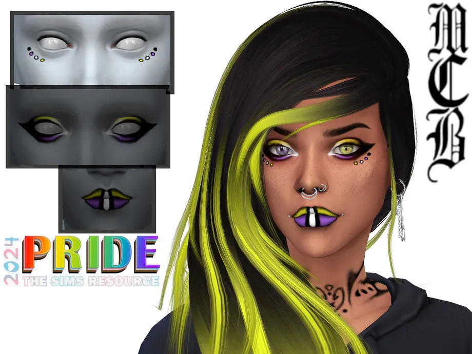 Non-Binary Pride Makeup Details