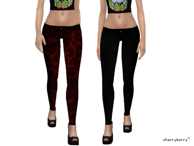 Skinny jeans - Black and Leopard