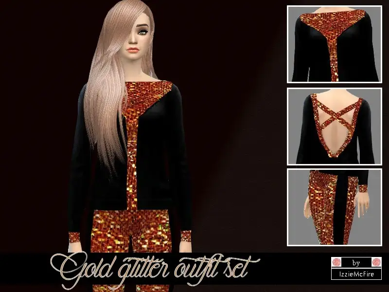 Leggings with gold glitter pattern