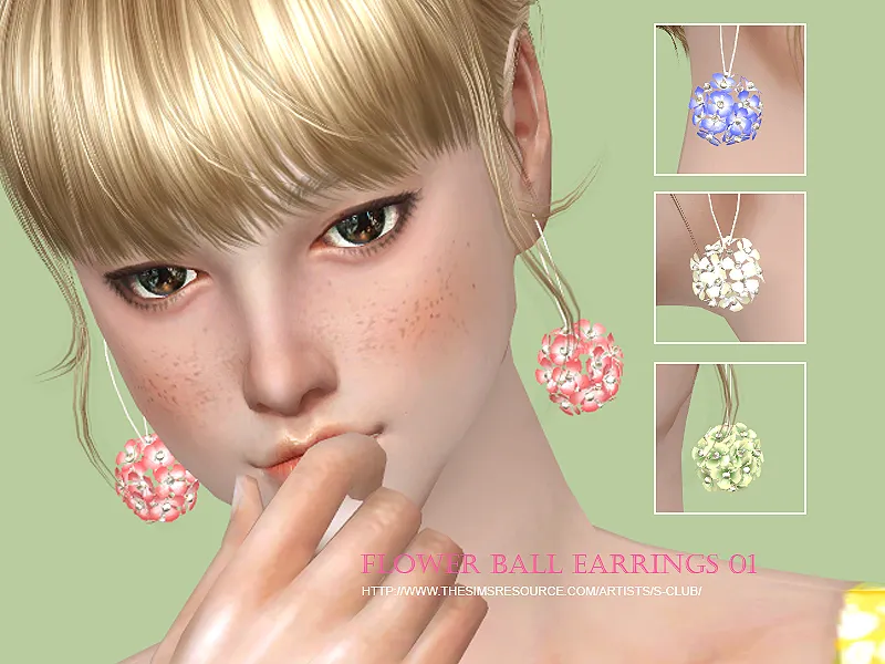 S-Club WM ts4 Flower balls earring N01 update21122017