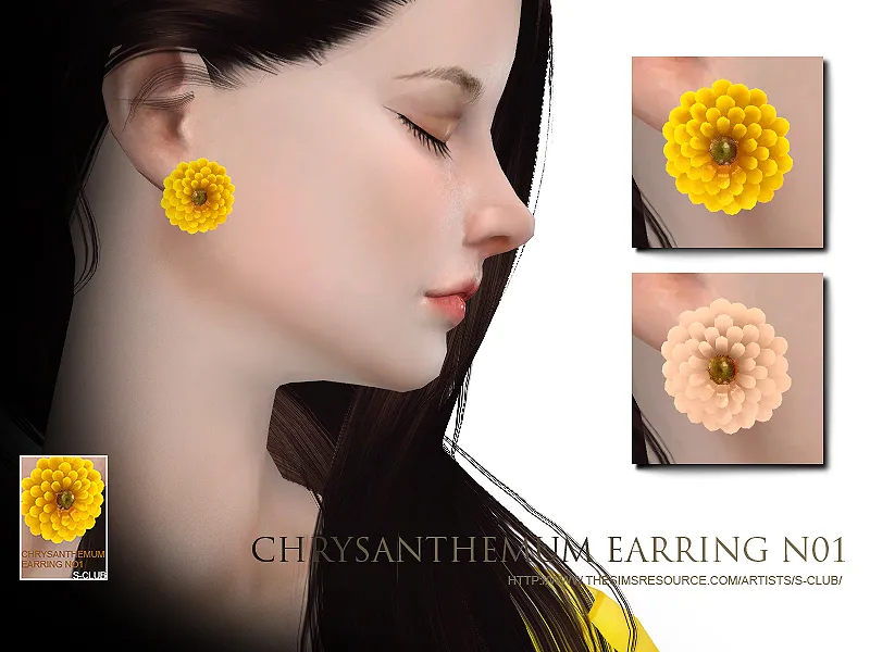 S-Club WM thesims4 chrysanthemum earring N01 update21122017