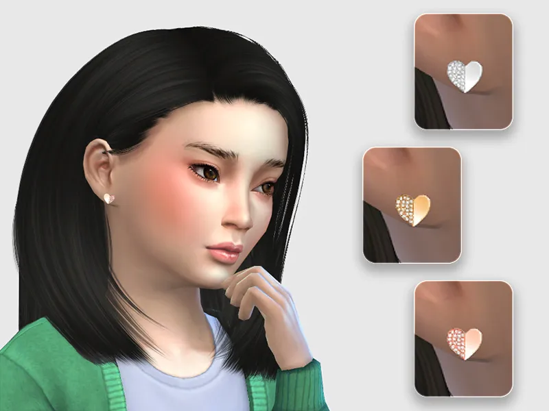 Diamond Heart Stud Earrings For Kids-NEEDS GET TO WORK