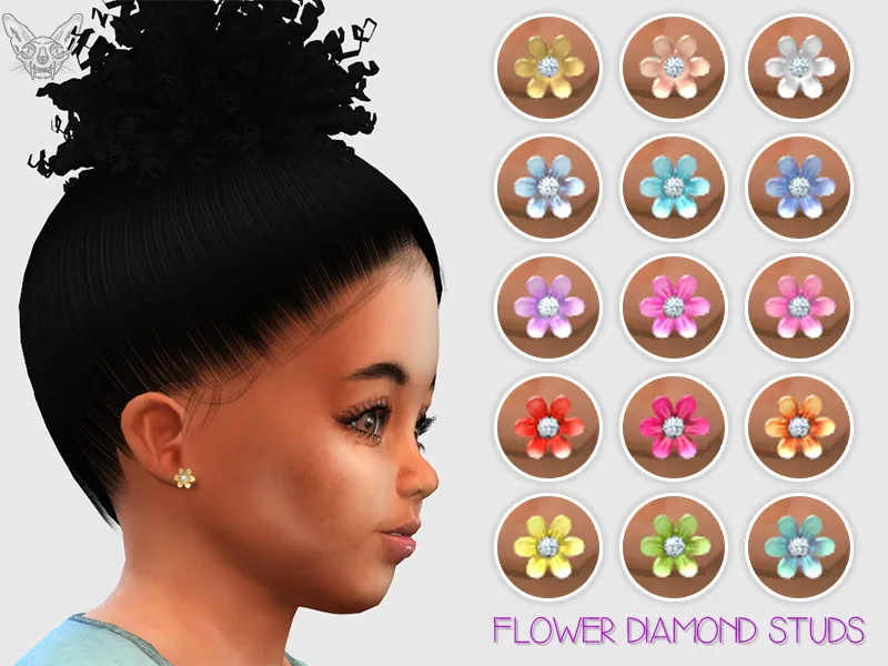 Flower Diamond Toddler Earrings