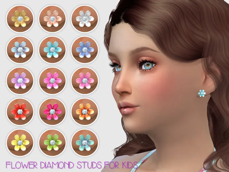 Flower Diamond Studs For Kids