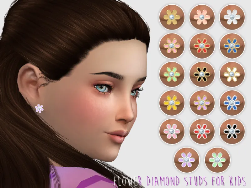 Enamel Overlay Diamond Studs For Kids