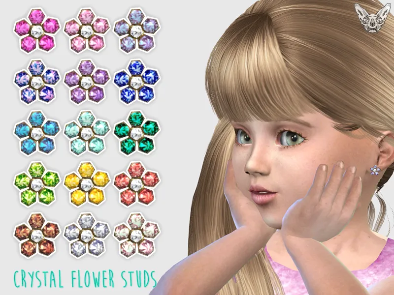 Crystal Flower Studs For Toddlers
