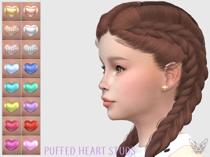 Puffed Hearts Studs For Kids