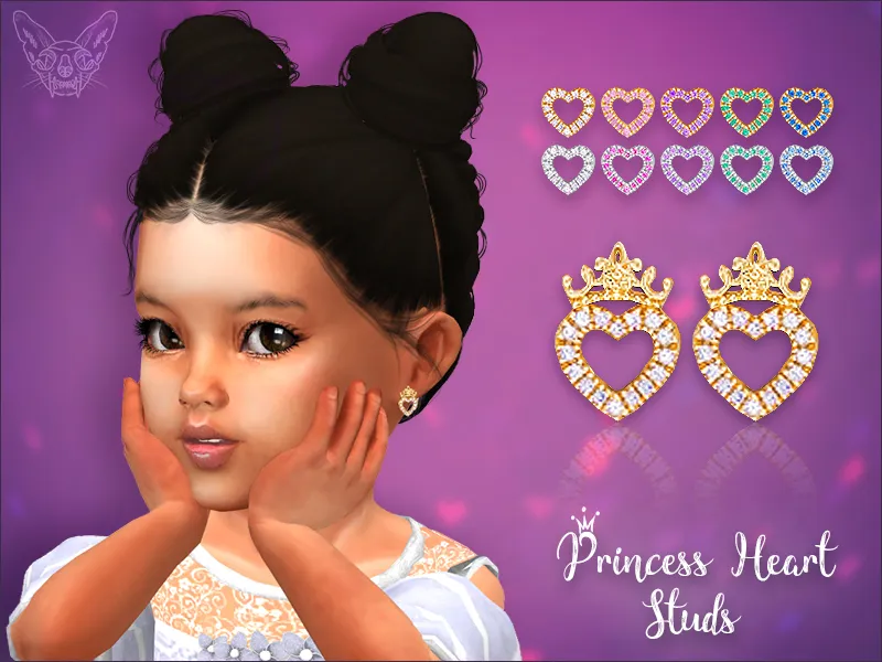 Princess Heart Studs For Toddlers