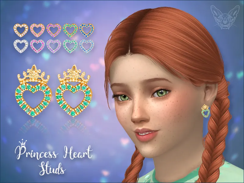Princess Heart Studs For Kids