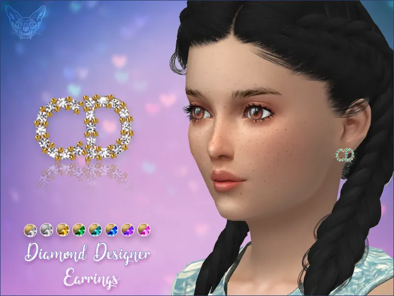 Diamond Designer Stud Earrings For Kids