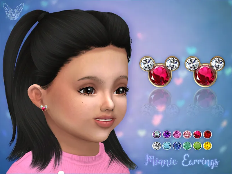 Minnie Earrings With Birthstones For Toddlers