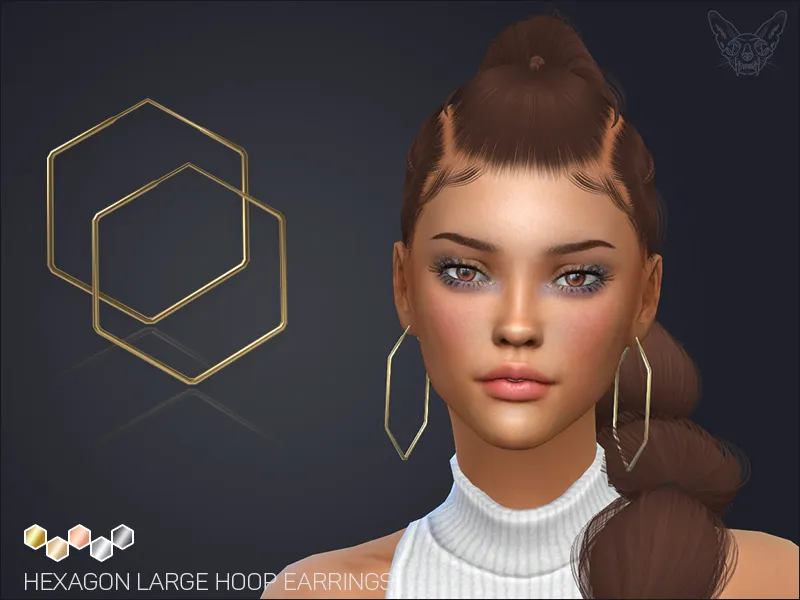 Hexagon Large Hoop Earrings