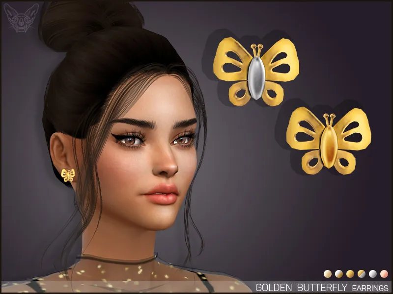 Golden Butterfly Stud Earrings