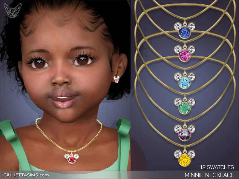 Minnie Birthstone Necklace For Toddlers