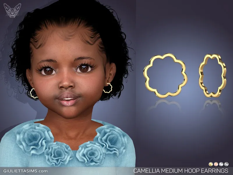 Camellia Medium Hoop Earrings For Toddlers