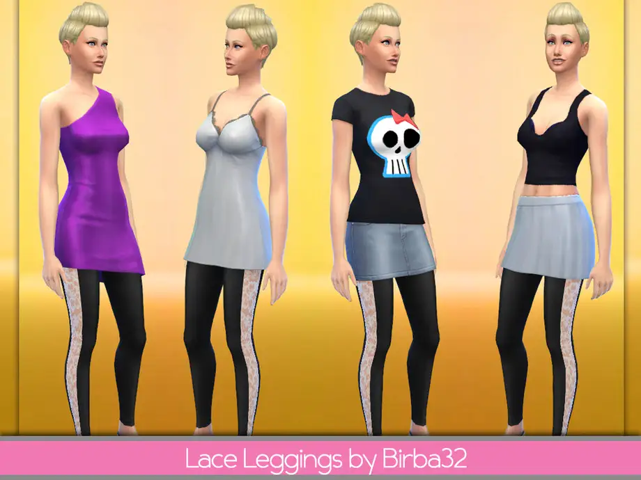 Lace Leggings - Black White