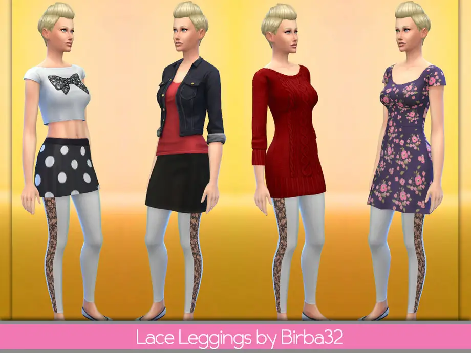 Lace Leggings - White Black