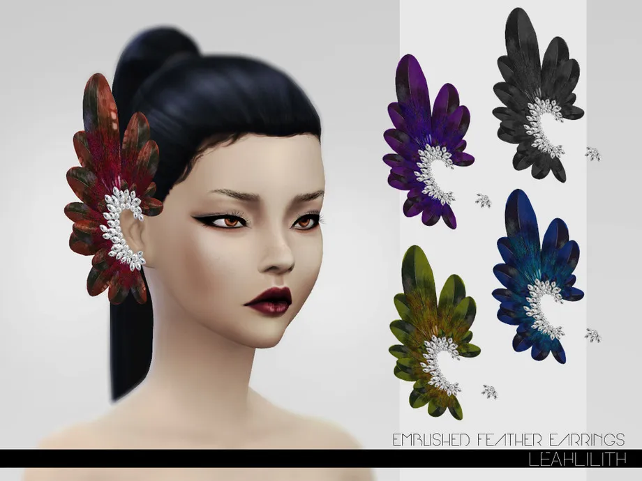 LeahLillith Emblished Feathers Earrings