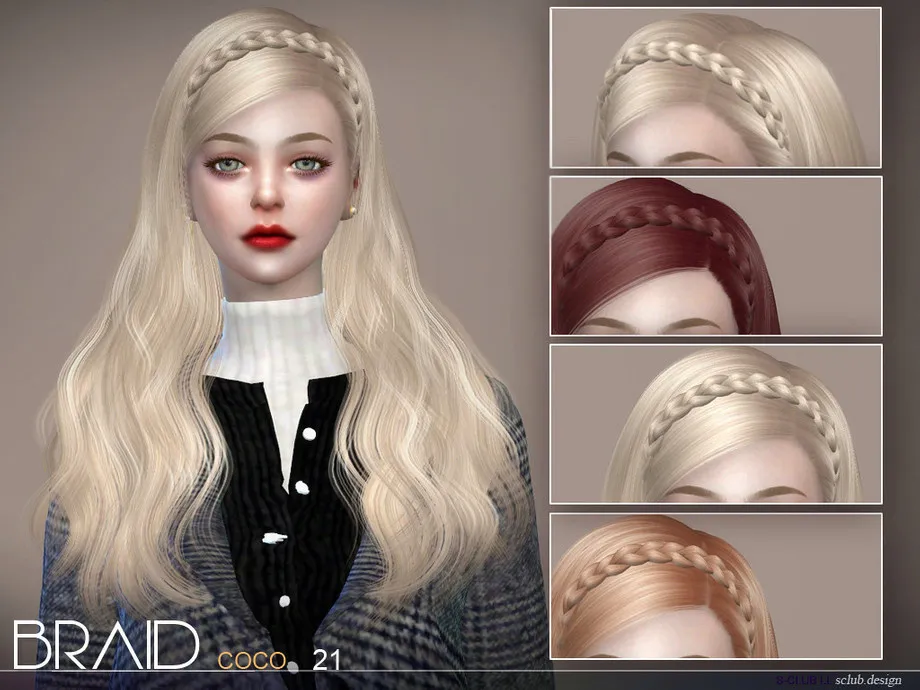 sclub ts4 hair coco braid (hat)