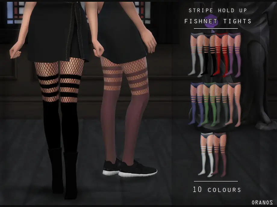 Stripe Hold Up Fishnet Tights