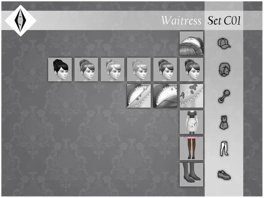 Waitress Marinette - SetC01 - Tights - Polka Dot