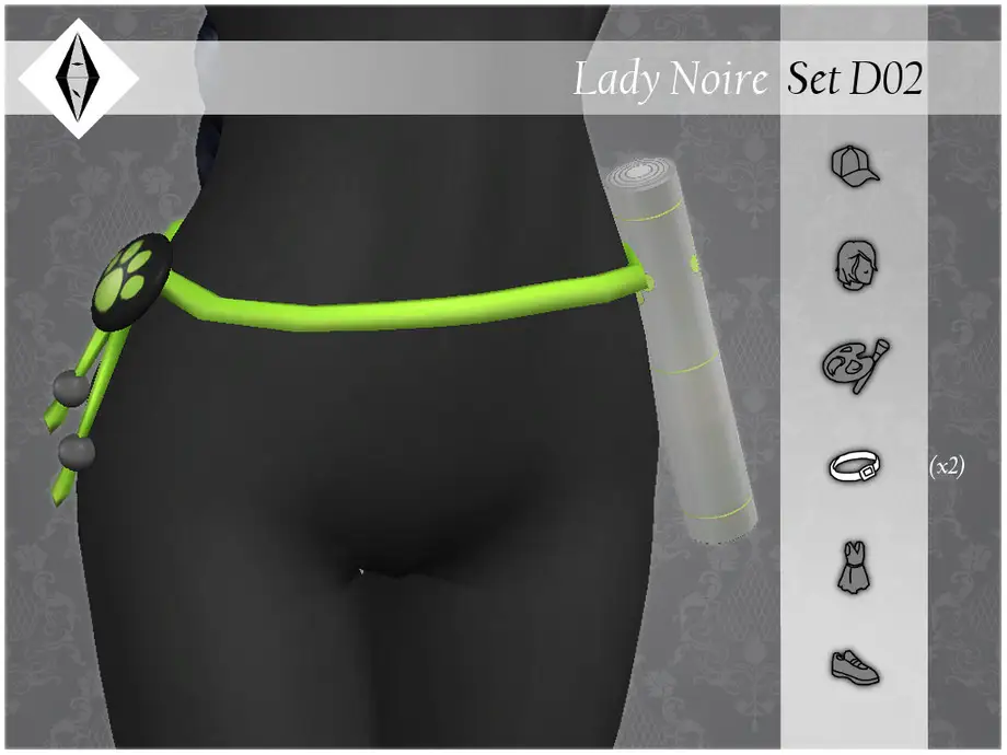 Lady Noire - SetD02 - Ring - Belt and Baton