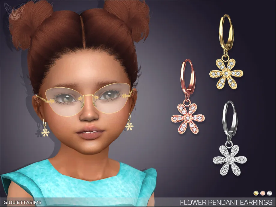 Flower Pendant Earrings For Toddlers