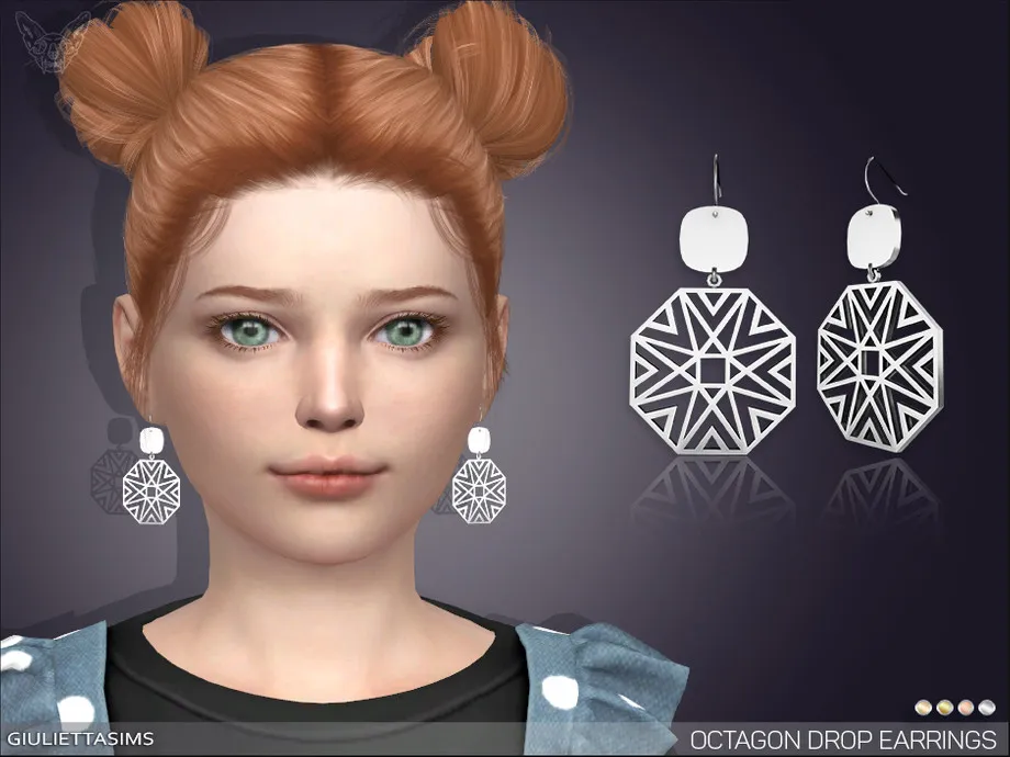 Octagon Drop Earrings For Kids