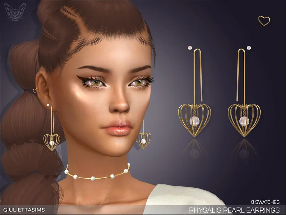 Physalis Pearl Earrings with Piercing