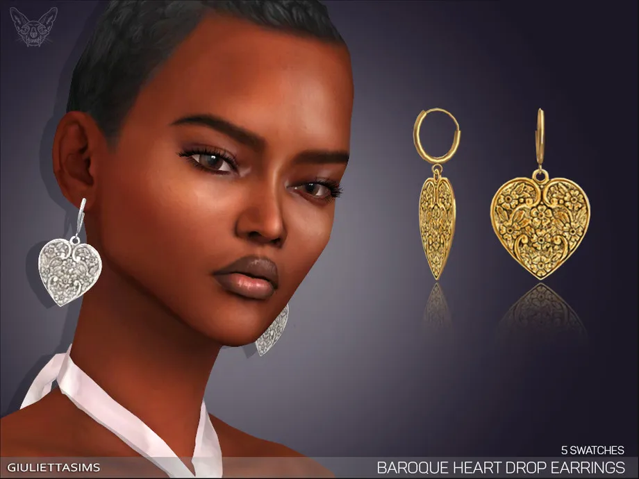 Baroque Heart Drop Earrings