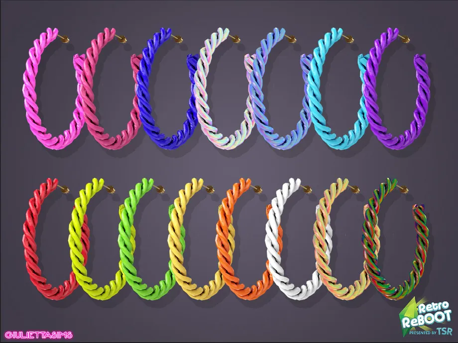 Retro ReBOOT Candy Rope Hoop Earrings 80s