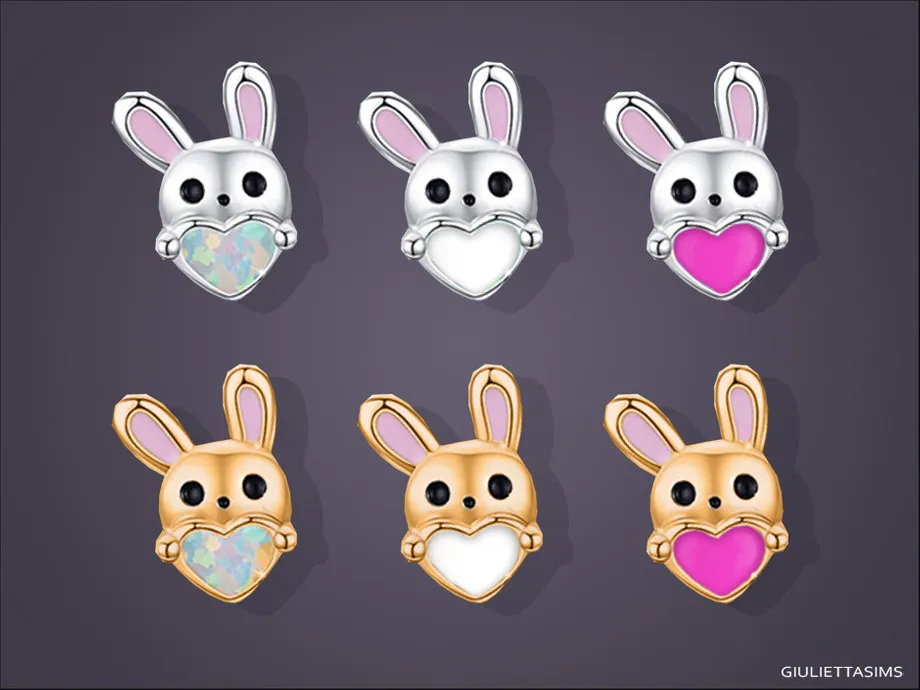 Bunny Heart Earrings For Kids