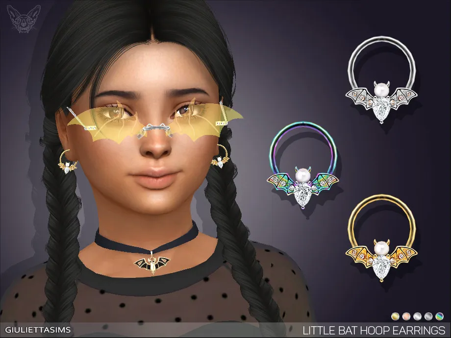 Little Bat Hoop Earrings For Kids